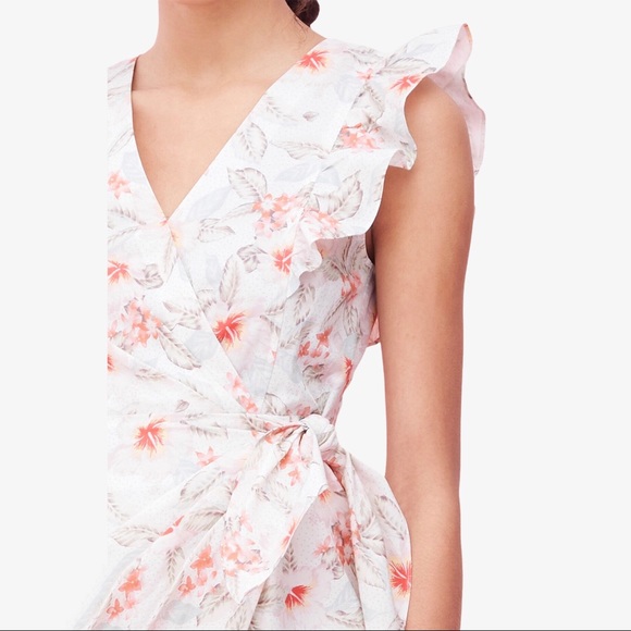 NWT REBECCA TAYLOR KAMEA FLEUR LINEN WRAP DRESS - Picture 4 of 8